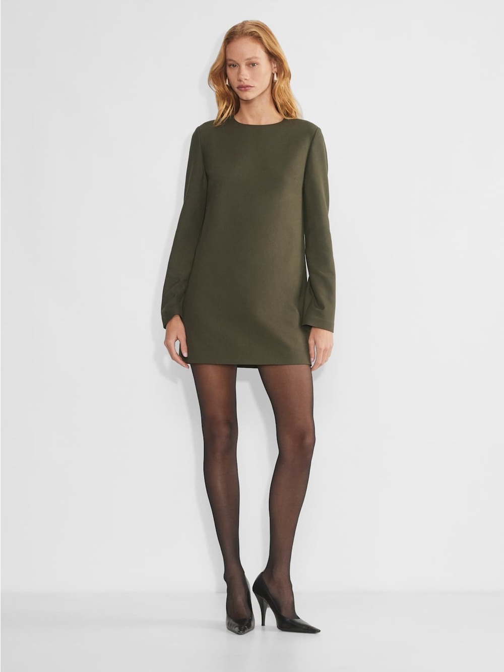 Babaton Olive Green Mini Shift Dress